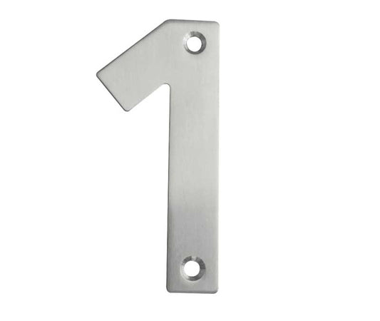 100mm Numerals SSS Finish 100mm Satin Stainless Steel No. 1 - Satin Stainless Steel - 100mm