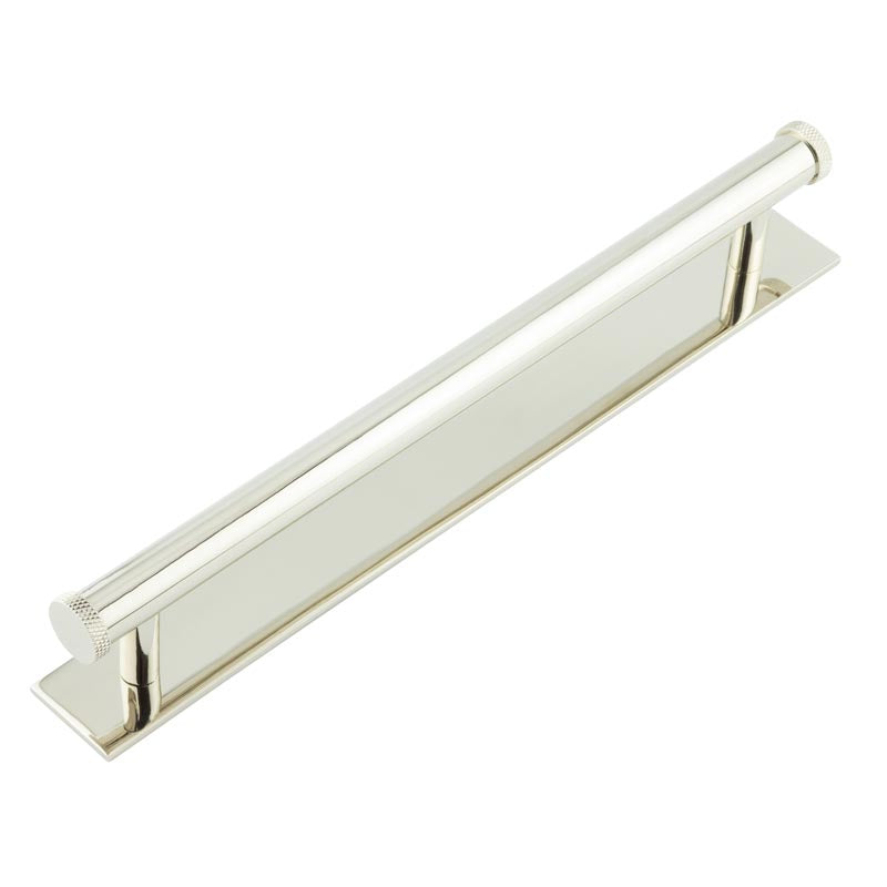 Hoxton Wenlock Cabinet Handles 224mm Ctrs Plain Backplate Polished Nickel - Polished Nickel - 224mm Ctrs