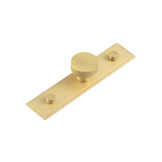 Thaxted Cupboard Knobs 30mm Stepped Backplate Satin Brass - Satin Brass - 30mm