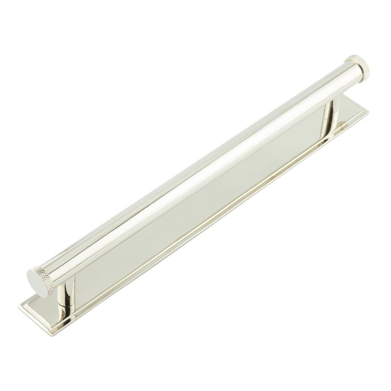 Hoxton Wenlock Cabinet Handles 224mm Ctrs Stepped Backplate Polished Nickel - Polished Nickel - 224mm Ctrs