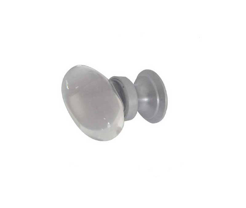 Jedo Oval Glass Cupboard Knobs 41x26mm Satin Chrome - Satin Chrome - 41x26mm