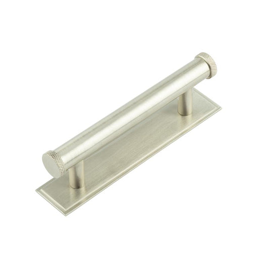 Hoxton Wenlock Cabinet Handles 96mm Ctrs Stepped Backplate Satin Nickel - Satin Nickel - 96mm Ctrs