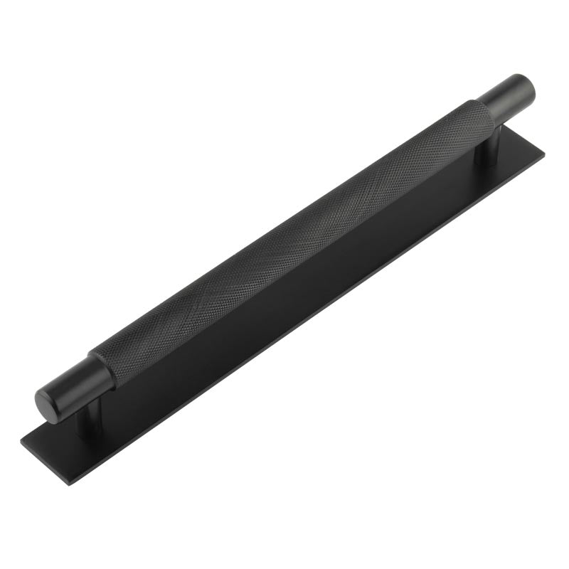 Hoxton Taplow Cabinet Handles 224mm Ctrs Plain Backplate Matt Black - Black - 224mm Ctrs