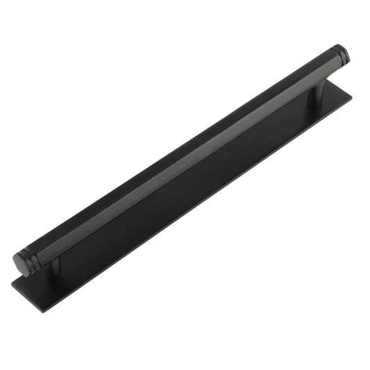 Hoxton Nile Cabinet Handles 224mm Ctrs Plain Backplate Black - Black - 224mm Ctrs