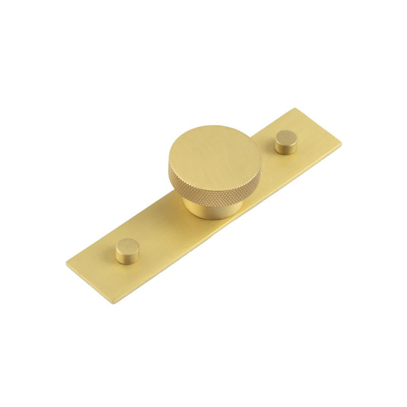 Wenlock Cupboard Knobs 40mm Plain Backplate Satin Brass - Satin Brass - 40mm