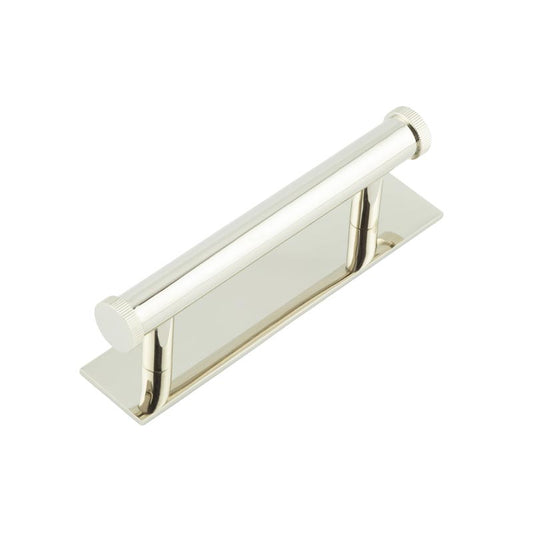 Hoxton Thaxted Cabinet Handles 96mm Ctrs Plain Backplate Polished Nickel - Polished Nickel - 96mm Ctrs