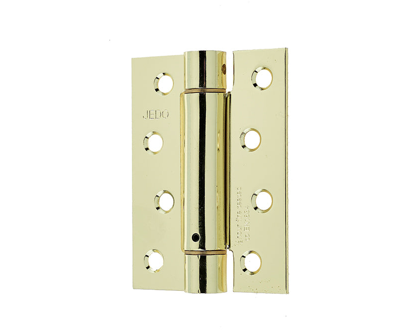 Jedo Steel Single Action Spring Hinges 102x76x2.7mm (PK of 3) Electro Brassed - Electro Brassed - 102x76x2.7mm