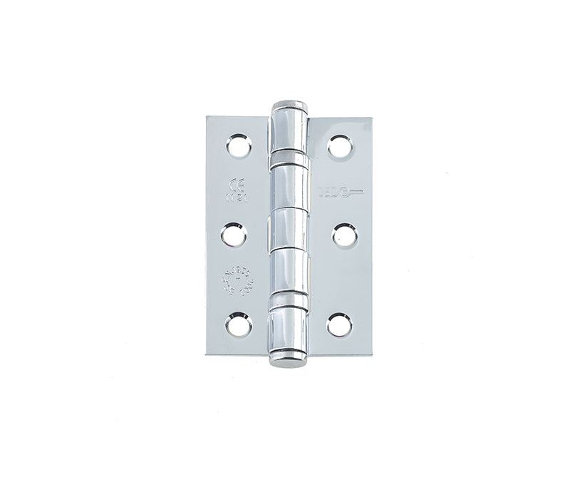 Jedo Grade 7 Steel Ball Bearing Hinges 76x50mm Polished Chrome - Polished Chrome - 76x50x2.2mm