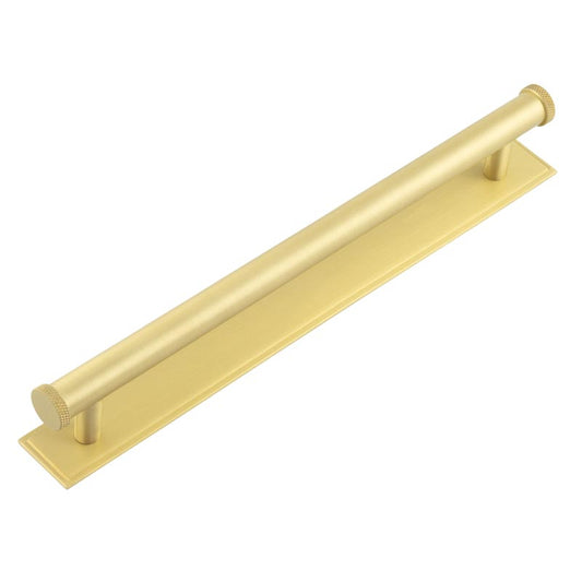 Hoxton Wenlock Cabinet Handles 224mm Ctrs Stepped Backplate Satin Brass - Satin Brass - 224mm Ctrs