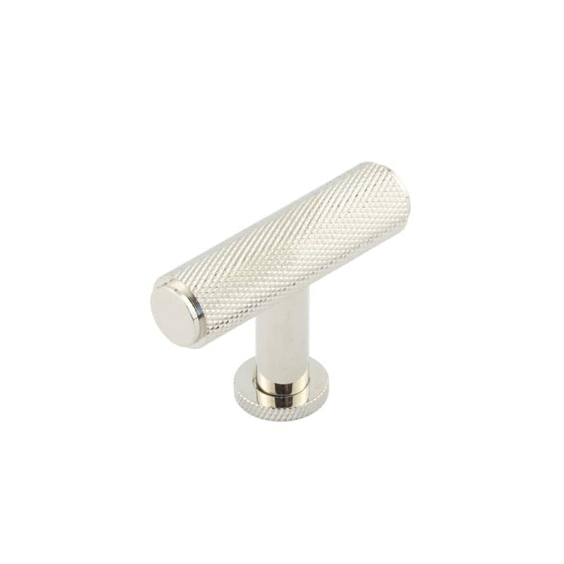 Piccadilly Knurled T Bar Cupboard Knobs Polished Nickel - Polished Nickel