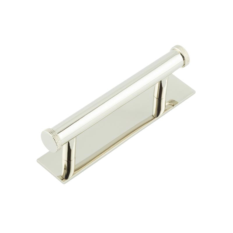 Hoxton Wenlock Cabinet Handles 96mm Ctrs Plain Backplate Polished Nickel - Polished Nickel - 96mm Ctrs