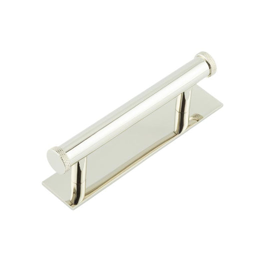 Hoxton Wenlock Cabinet Handles 96mm Ctrs Plain Backplate Polished Nickel - Polished Nickel - 96mm Ctrs