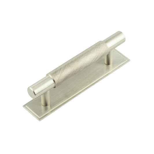 Hoxton Taplow Cabinet Handles 96mm Ctrs Stepped Backplate Satin Nickel - Satin Nickel - 96mm Ctrs