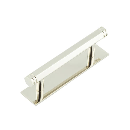 Hoxton Nile Cabinet Handles 96mm Ctrs Plain Backplate Polished Nickel - Polished Nickel - 96mm Ctrs