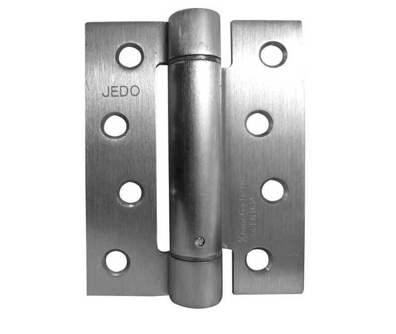 Jedo Steel Single Action Spring Hinges 102x76mm 102x76x2.7mm (PK of 3) Satin Chrome - Satin Chrome - 102x76x2.7mm