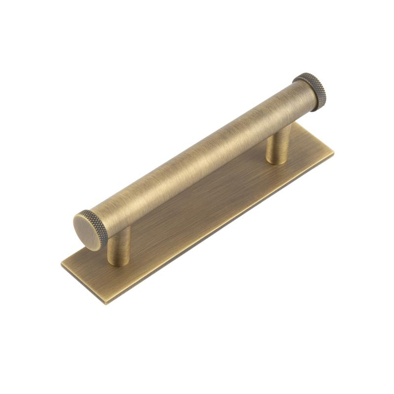 Hoxton Wenlock Cabinet Handles 96mm Ctrs Plain Backplate Antique Brass - Antique Brass - 96mm Ctrs