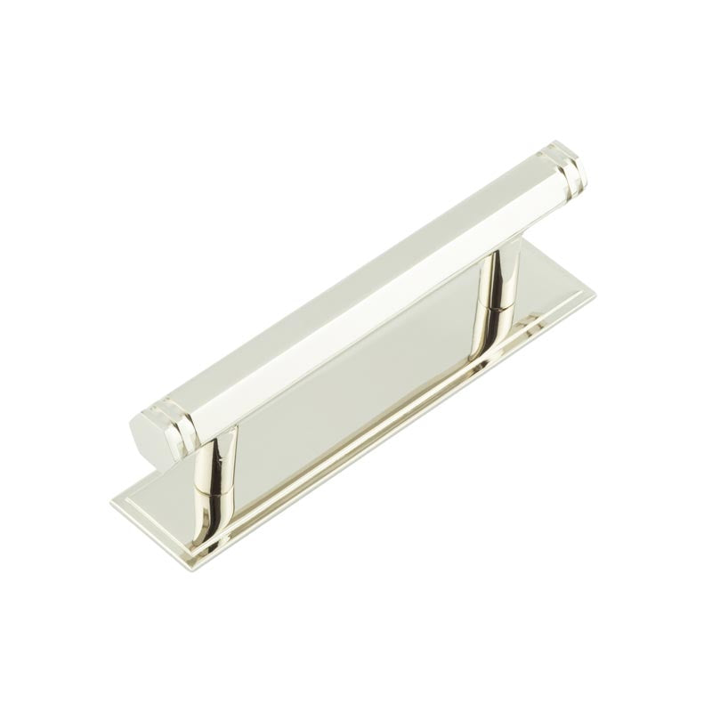 Hoxton Nile Cabinet Handles 96mm Ctrs Stepped Backplate Polished Nickel - Polished Nickel - 96mm Ctrs