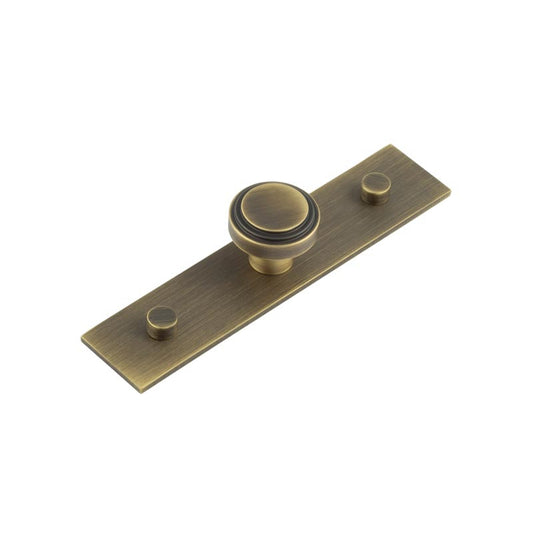 Cropley Cupboard Knobs 30mm Plain Backplate Antique Brass - Antique Brass - 30mm