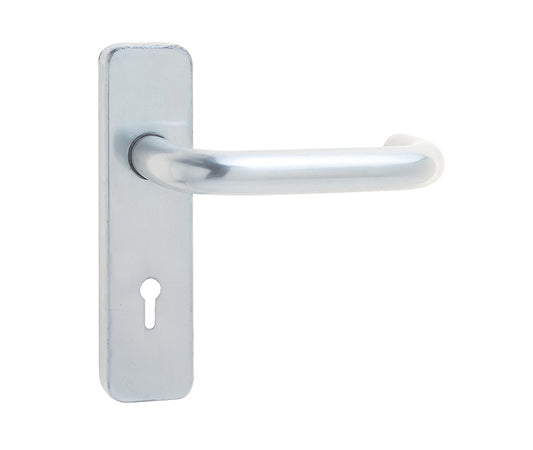 19mm Round Bar Door Handle on Lockplate Satin Anodised Aluminium - Satin Anodised Aluminium