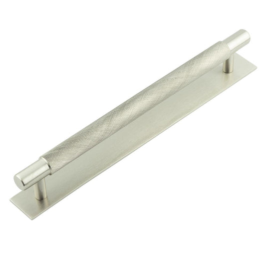 Hoxton Taplow Cabinet Handles 224mm Ctrs Plain Backplate Satin Nickel - Satin Nickel - 224mm Ctrs