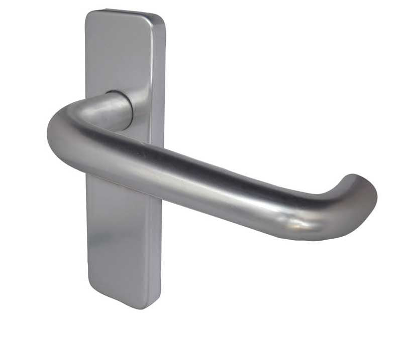 19mm Round Bar Door Handle on Latchplate Satin Anodised Aluminium - Satin Anodised Aluminium