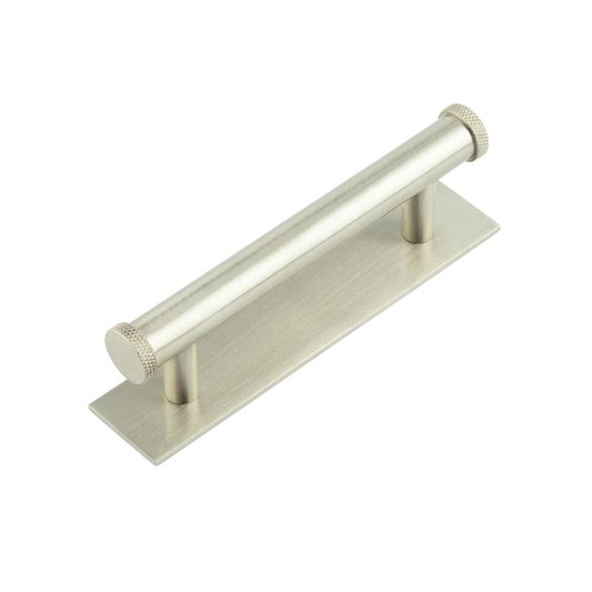 Hoxton Wenlock Cabinet Handles 96mm Ctrs Plain Backplate Satin Nickel - Satin Nickel - 96mm Ctrs