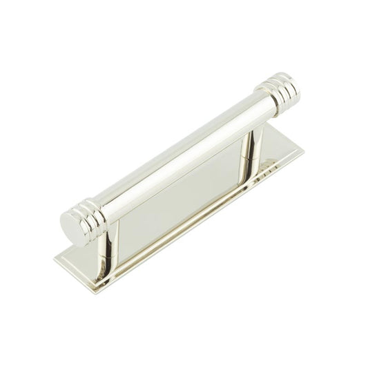 Hoxton Sturt Cabinet Handles 96mm Ctrs Stepped Backplate Polished Nickel - Polished Nickel - 96mm Ctrs