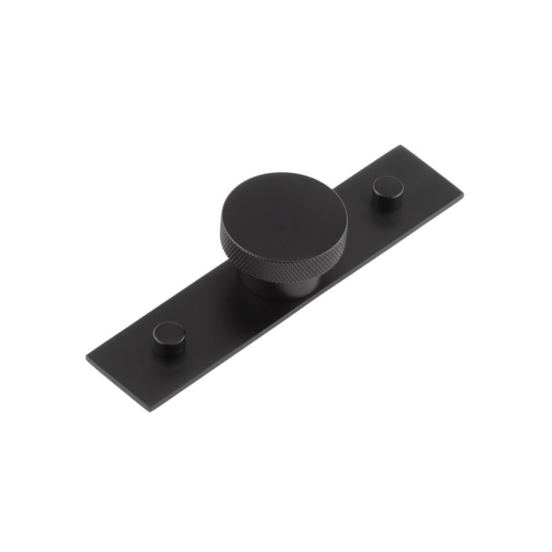 Wenlock Cupboard Knobs 40mm Plain Backplate Matt Black - Black - 40mm