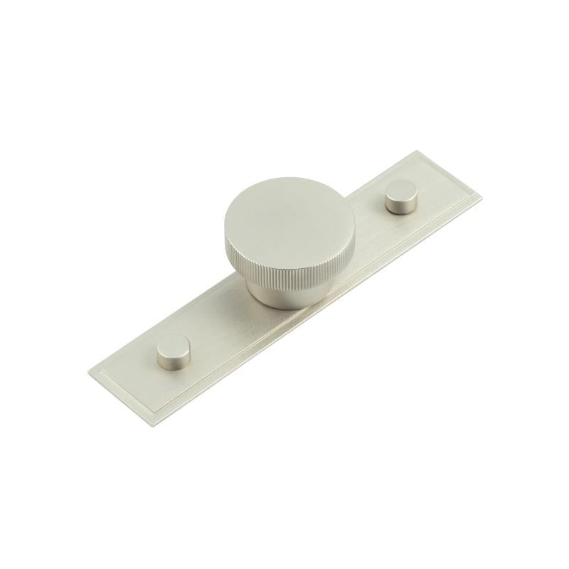 Thaxted Cupboard Knobs 40mm Stepped Backplate Satin Nickel - Satin Nickel - 40mm