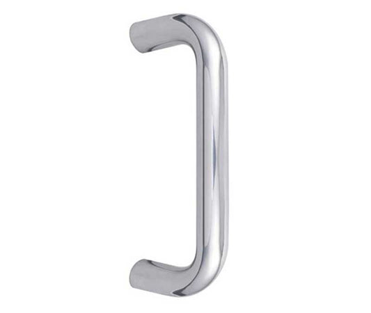 Stainless Steel 19mm D Shape Pull Handles Grade 304 B/T Fixing 300x19mm Polished Stainless Steel - Polished Stainless Steel - 300x19mm