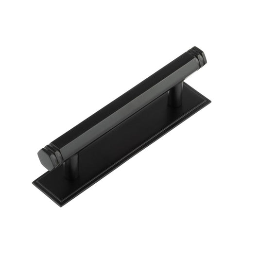 Hoxton Nile Cabinet Handles 96mm Ctrs Stepped Backplate Black - Black - 96mm Ctrs