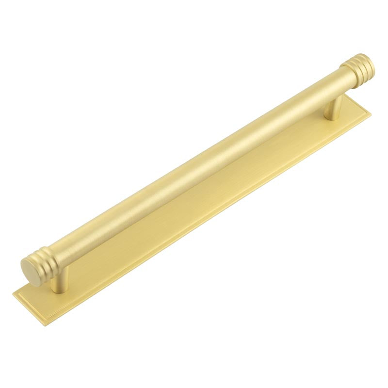 Hoxton Sturt Cabinet Handles 224mm Ctrs Stepped Backplate Satin Brass - Satin Brass - 224mm Ctrs