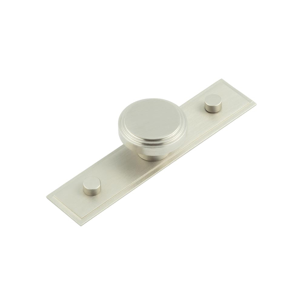 Cropley Cupboard Knobs 40mm Stepped Backplate Satin Nickel - Satin Nickel - 40mm