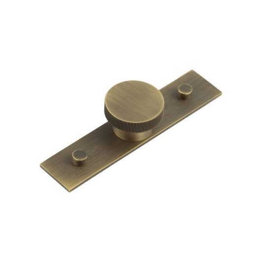 Thaxted Cupboard Knobs 40mm Plain Backplate Antique Brass - Antique Brass - 40mm