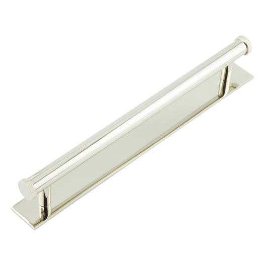 Hoxton Thaxted Cabinet Handles 224mm Ctrs Plain Backplate Polished Nickel - Polished Nickel - 224mm Ctrs