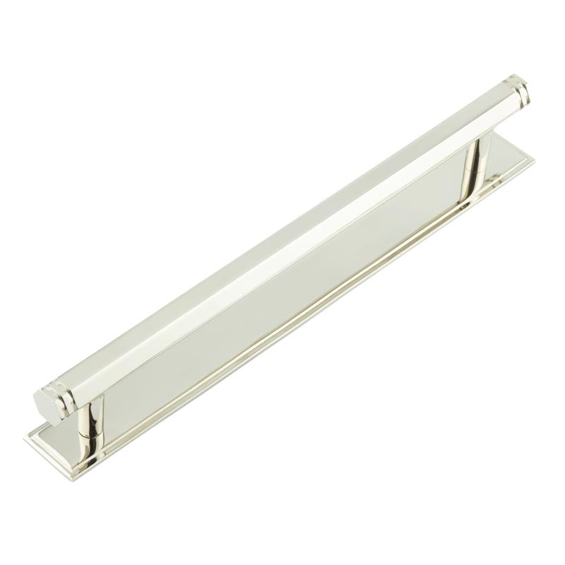 Hoxton Nile Cabinet Handles 224mm Ctrs Stepped Backplate Polished Nickel - Polished Nickel - 224mm Ctrs