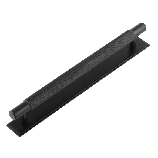 Hoxton Taplow Cabinet Handles 224mm Ctrs Stepped Backplate Matt Black - Black - 224mm Ctrs