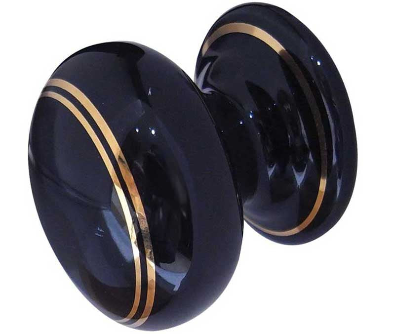 Jedo Porcelain Cupboard Knobs 33mm Goldline Black - Goldline Black - 33mm