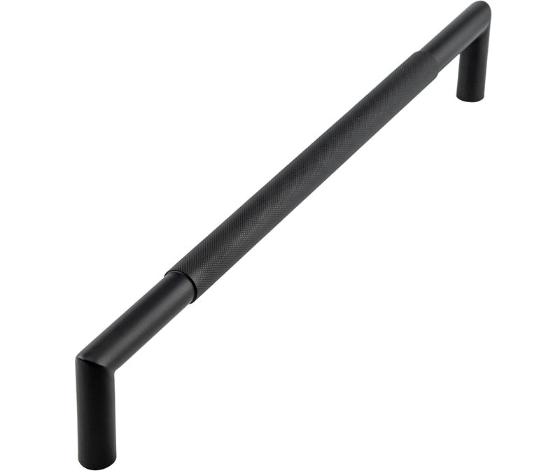 Nero Mitred Knurled Pull handles B/T Fixing 425x19mm Black - Black - 425x19mm