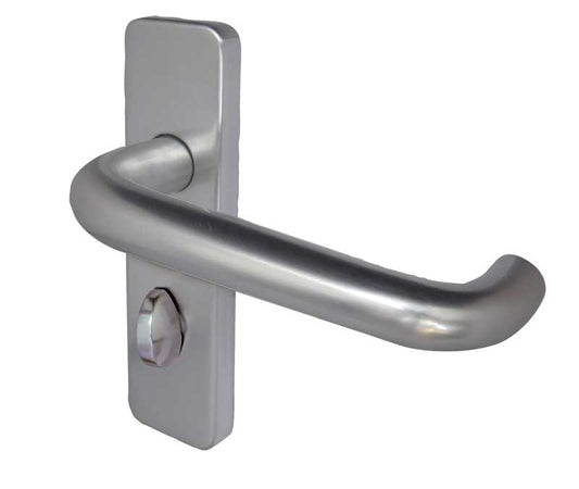 19mm Round Bar Door Handle on Bathroom Plate Satin Anodised Aluminium - Satin Anodised Aluminium