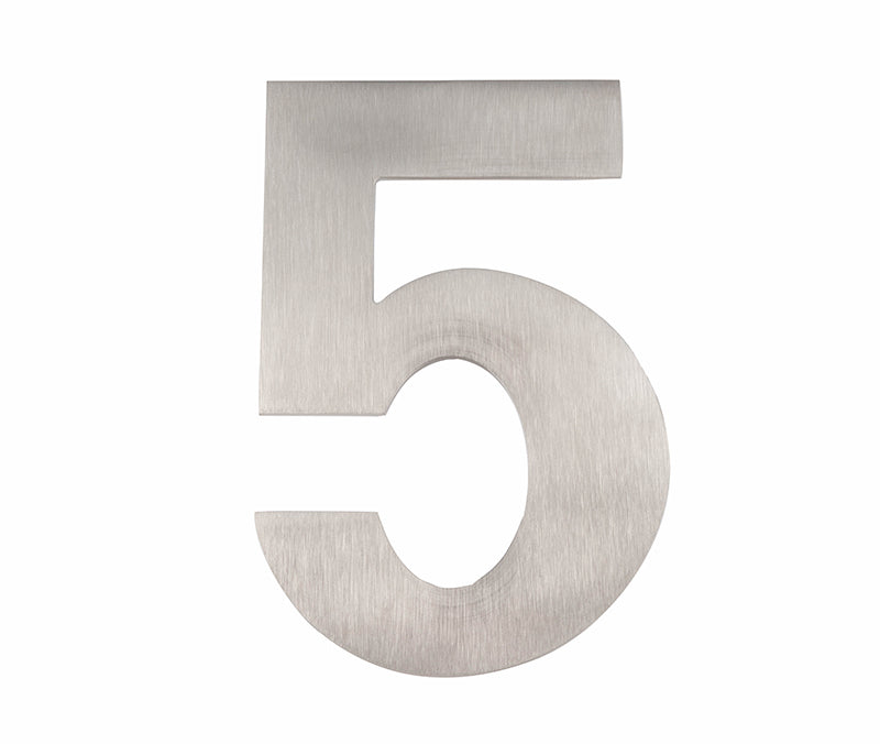 150mm Numerals SSS Finish 150mm Satin Stainless Steel No. 5 - Satin Stainless Steel - 150mm