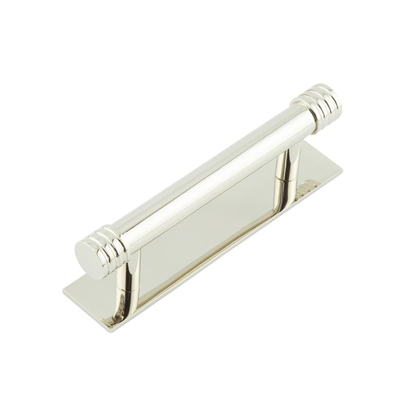 Hoxton Sturt Cabinet Handles 96mm Ctrs Plain Backplate Polished Nickel - Polished Nickel - 96mm Ctrs