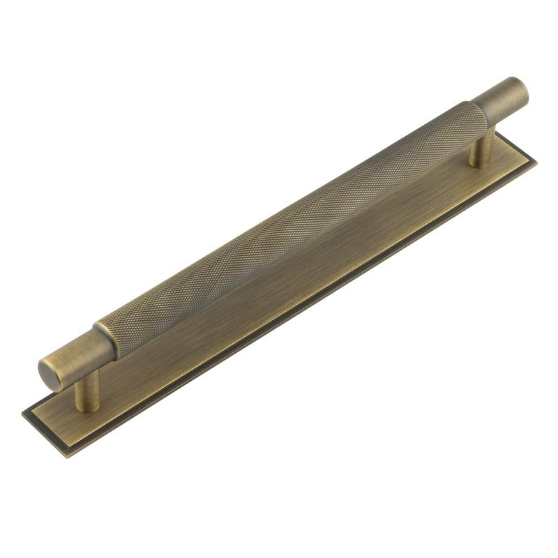 Hoxton Taplow Cabinet Handles 224mm Ctrs Stepped Backplate Antique Brass - Antique Brass - 224mm Ctrs