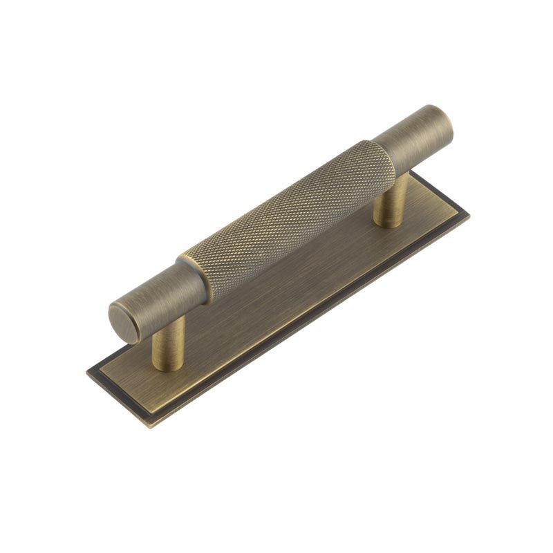 Hoxton Taplow Cabinet Handles 96mm Ctrs Stepped Backplate Antique Brass - Antique Brass - 96mm Ctrs