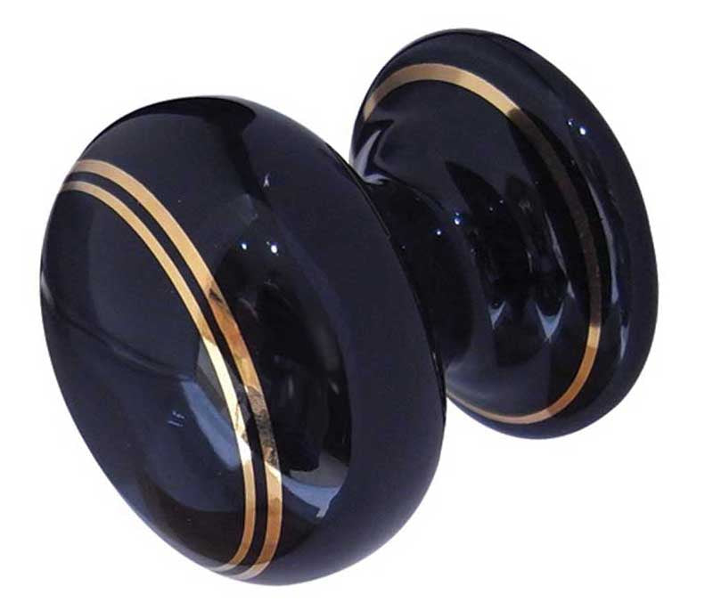 Jedo Porcelain Cupboard Knobs 50mm Goldline Black - Goldline Black - 50mm