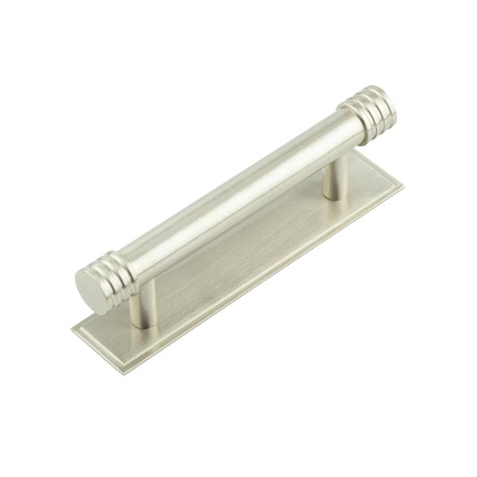 Hoxton Sturt Cabinet Handles 96mm Ctrs Stepped Backplate Satin Nickel - Satin Nickel - 96mm Ctrs