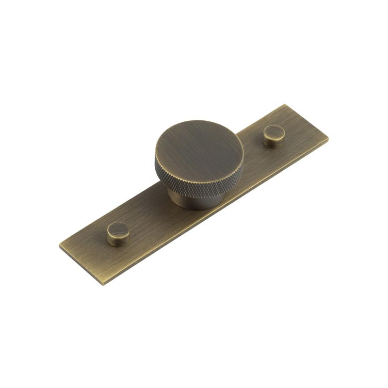 Wenlock Cupboard Knobs 40mm Plain Backplate Antique Brass - Antique Brass - 40mm