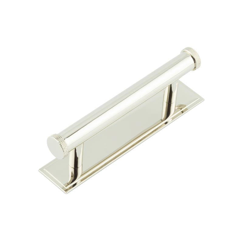 Hoxton Wenlock Cabinet Handles 96mm Ctrs Stepped Backplate Polished Nickel - Polished Nickel - 96mm Ctrs