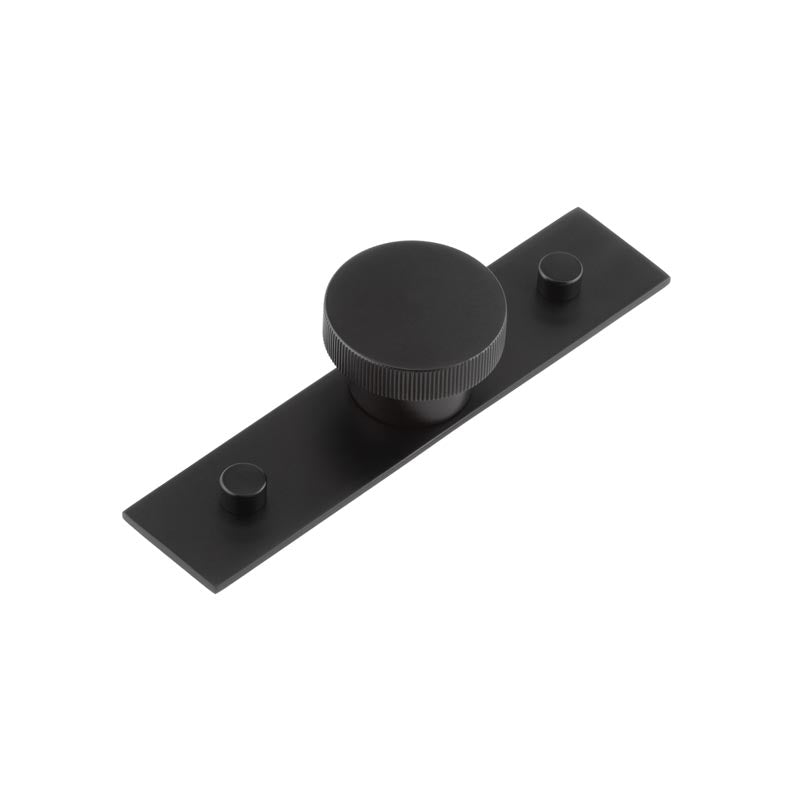 Thaxted Cupboard Knobs 40mm Plain Backplate Black - Black - 40mm