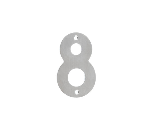 100mm Numerals SSS Finish 100mm Satin Stainless Steel No. 8 - Satin Stainless Steel - 100mm